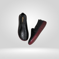 black leather loafer, close-up