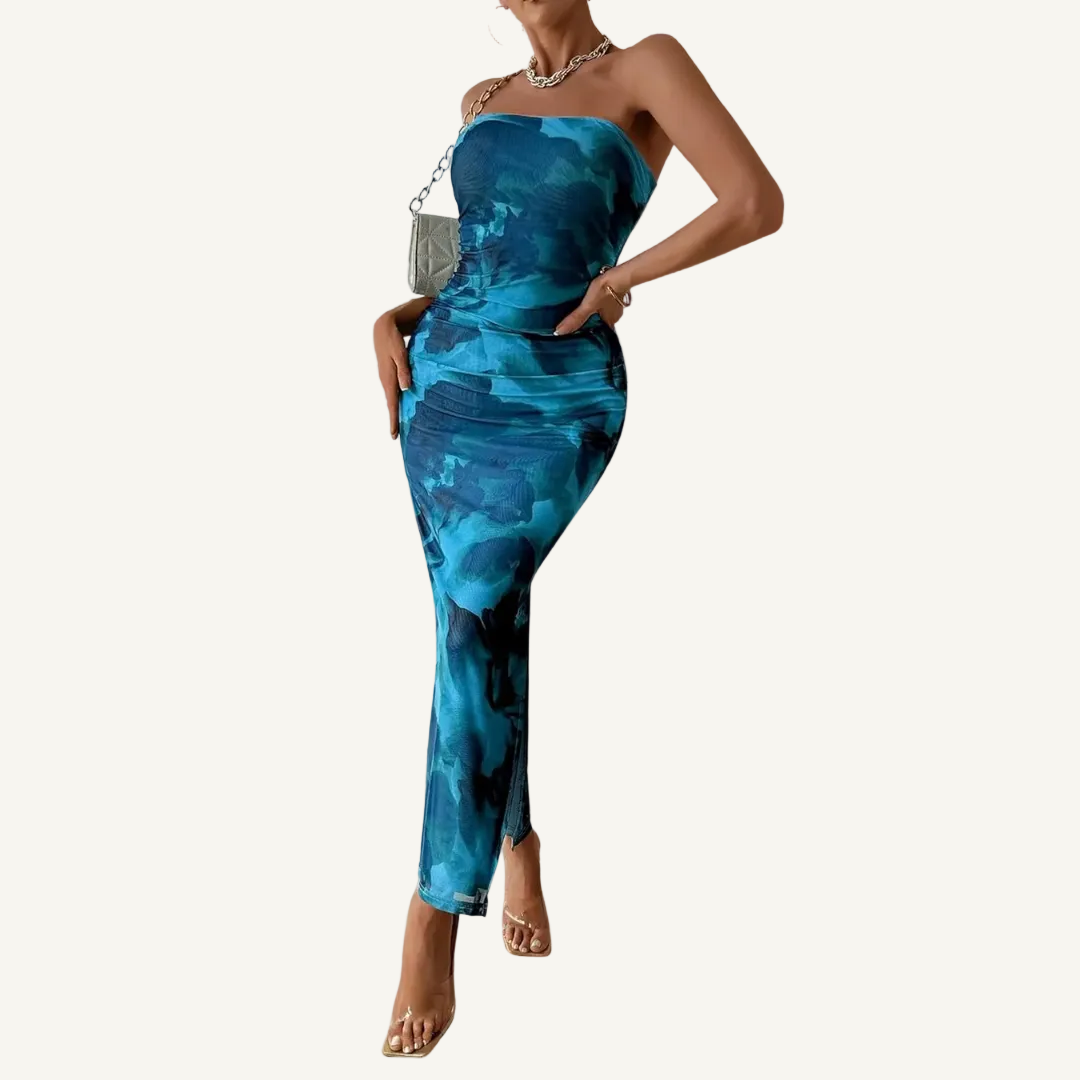 Zomerjurk voor Dames – Mouwloos Design met Print, Open Hals en Split
