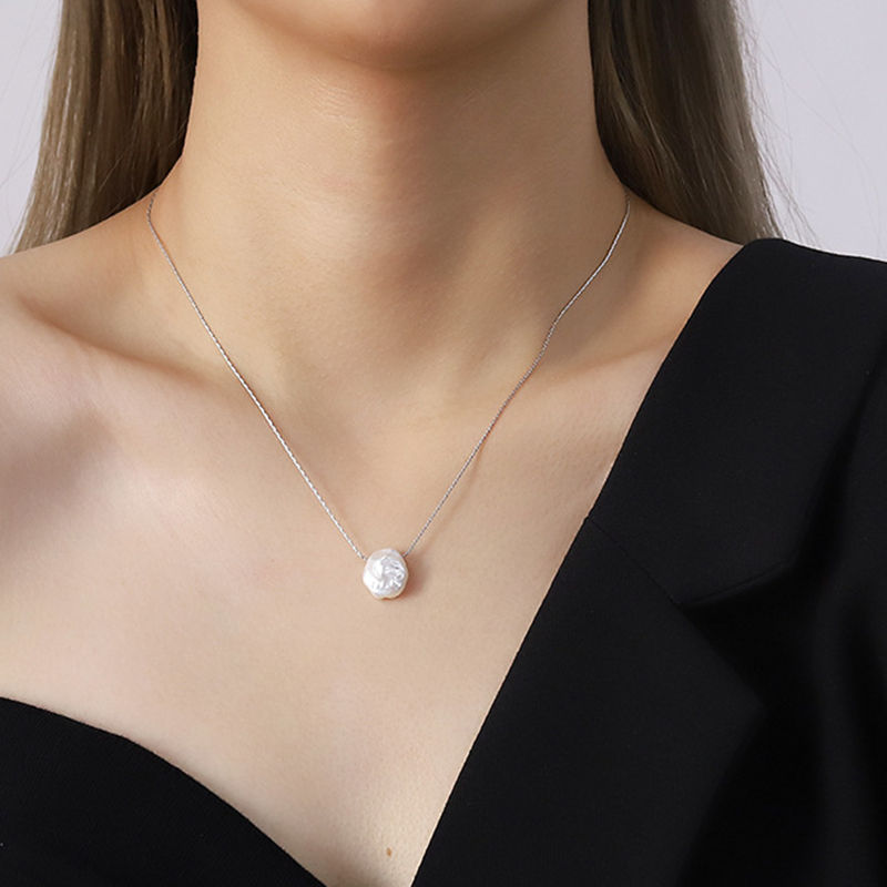 Dainty Double Layered Baroque Faux Pearl Necklace – Gold & Silver