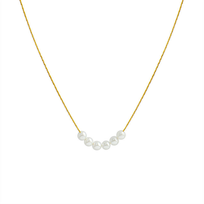Dainty Double Layered Baroque Faux Pearl Necklace – Gold & Silver