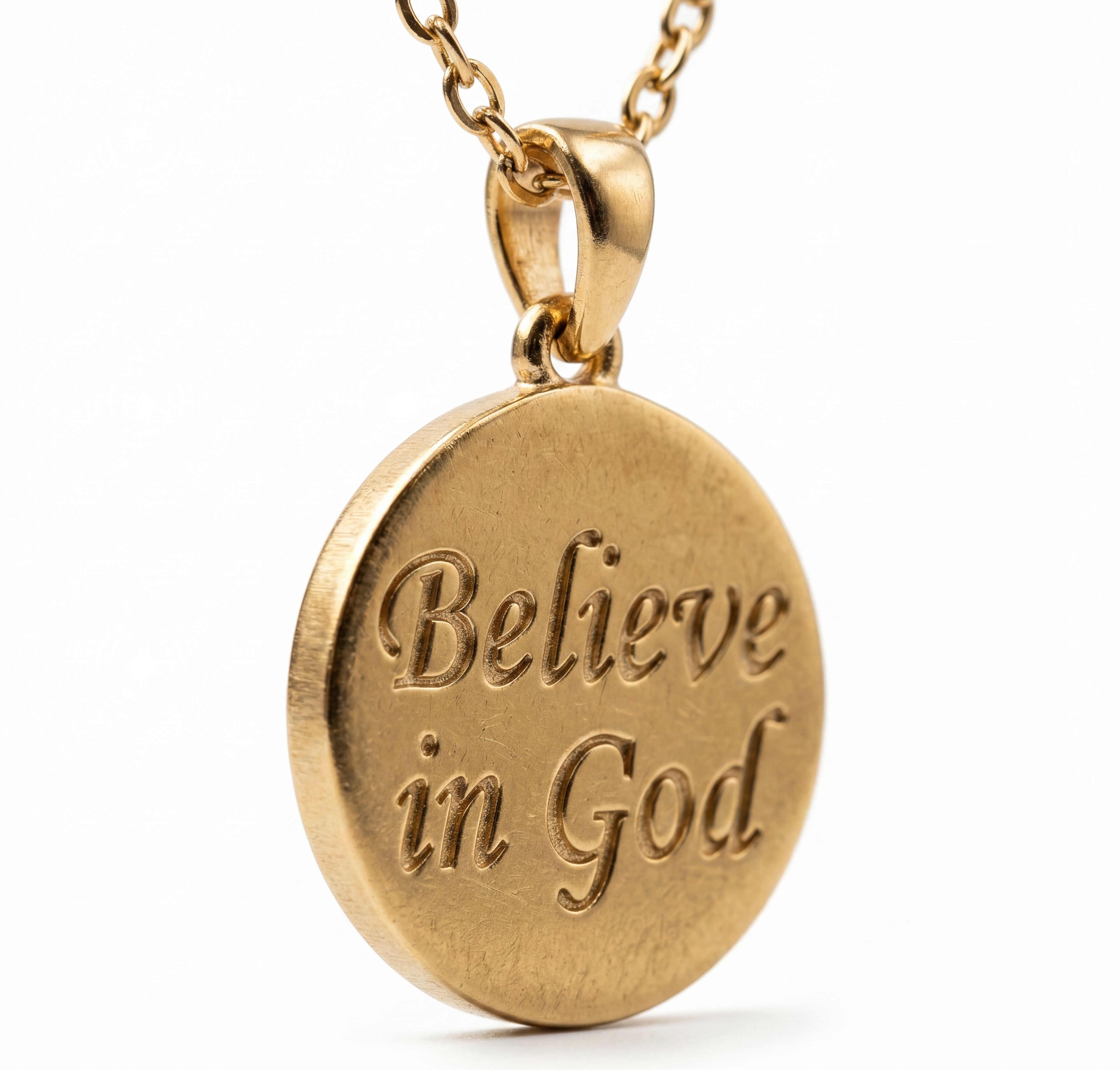 "Believe in God" Engraved Pendant Necklace | 18K Gold Plated Women's Faith Jewelry