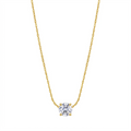 Dainty round cut zirconia pendant necklace in gold color stainless steel – Velara