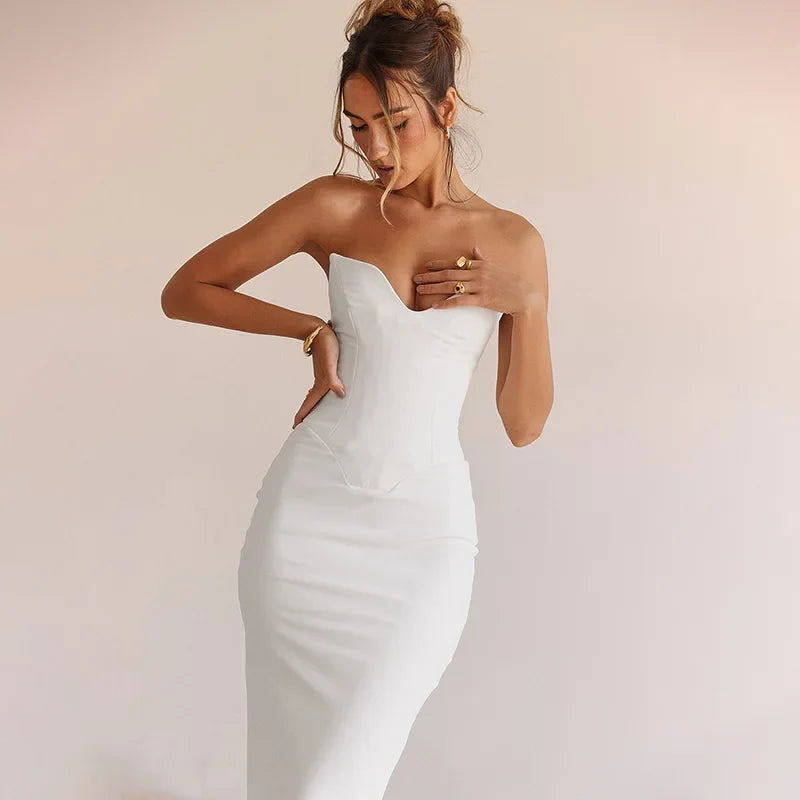 White bodycon dress with open back detail