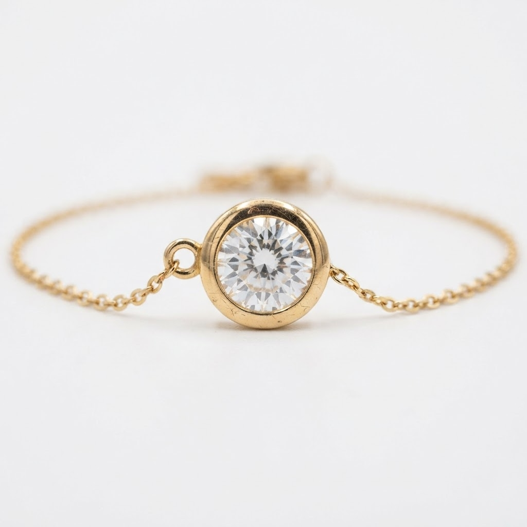 Solitaire Zirconia Chain Bracelet | Stainless Steel Jewelry