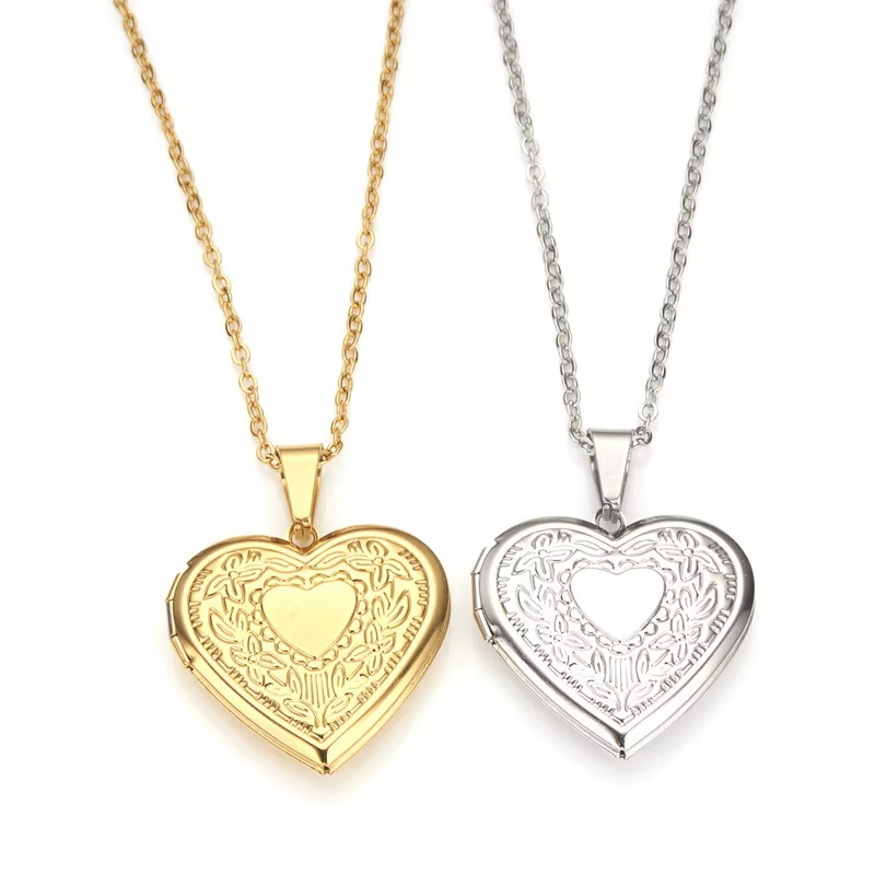 Heart Photo Locket Necklace | Stainless Steel Pendant Jewelry for Women