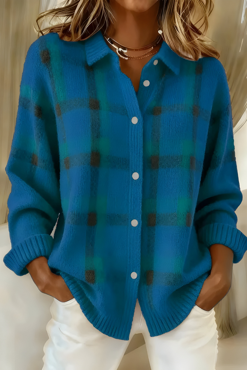 Checked knit cardigan fabric texture