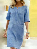 Cotton-linen dress front view