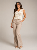 Crochet waistcoat with floral detail front view