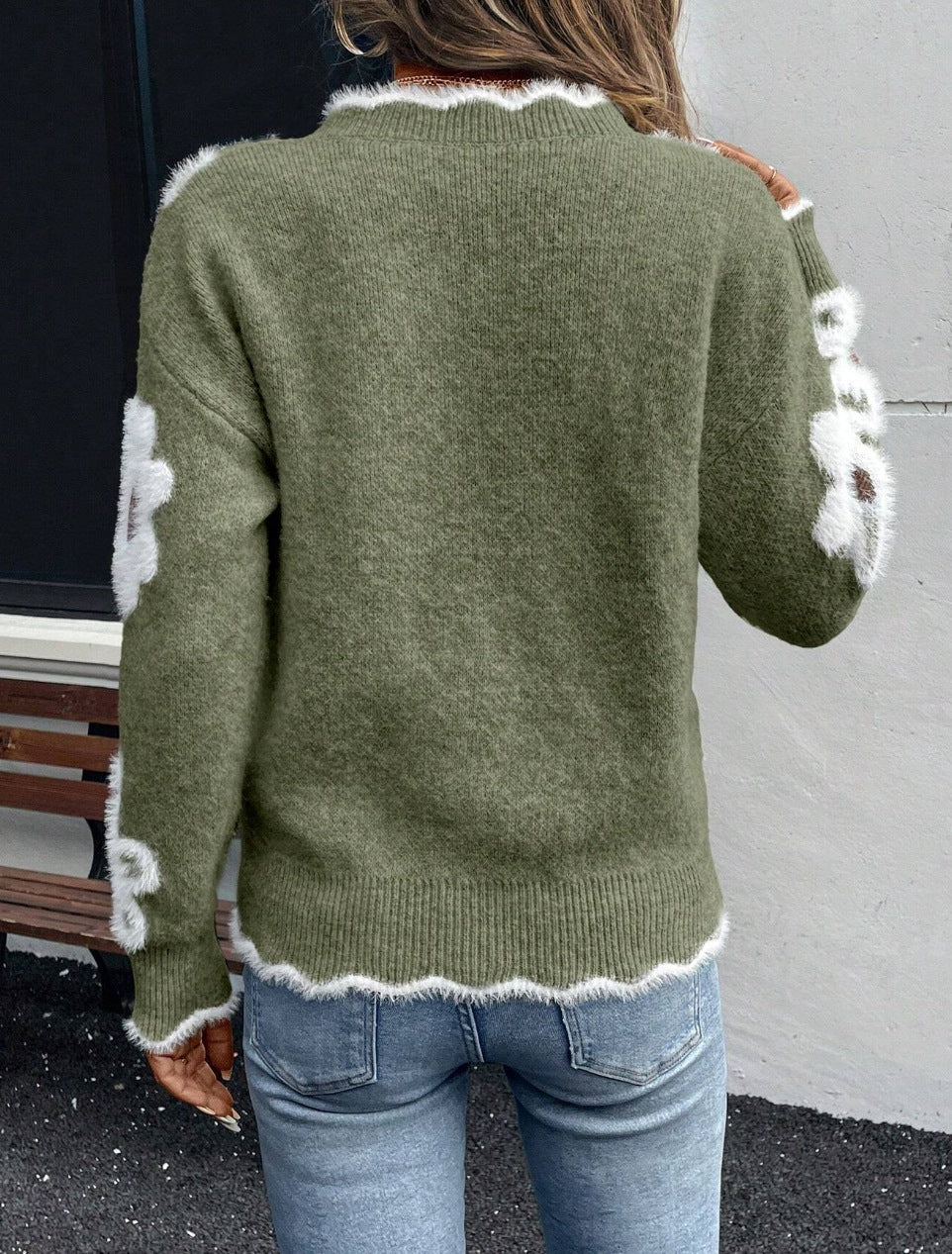 Floral knit jumper fabric texture