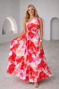 Floral one shoulder maxi dress front view