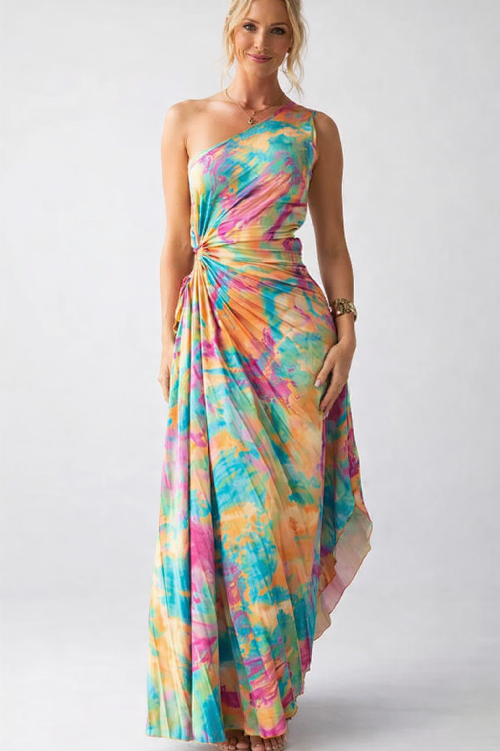 Floral maxi dress side view