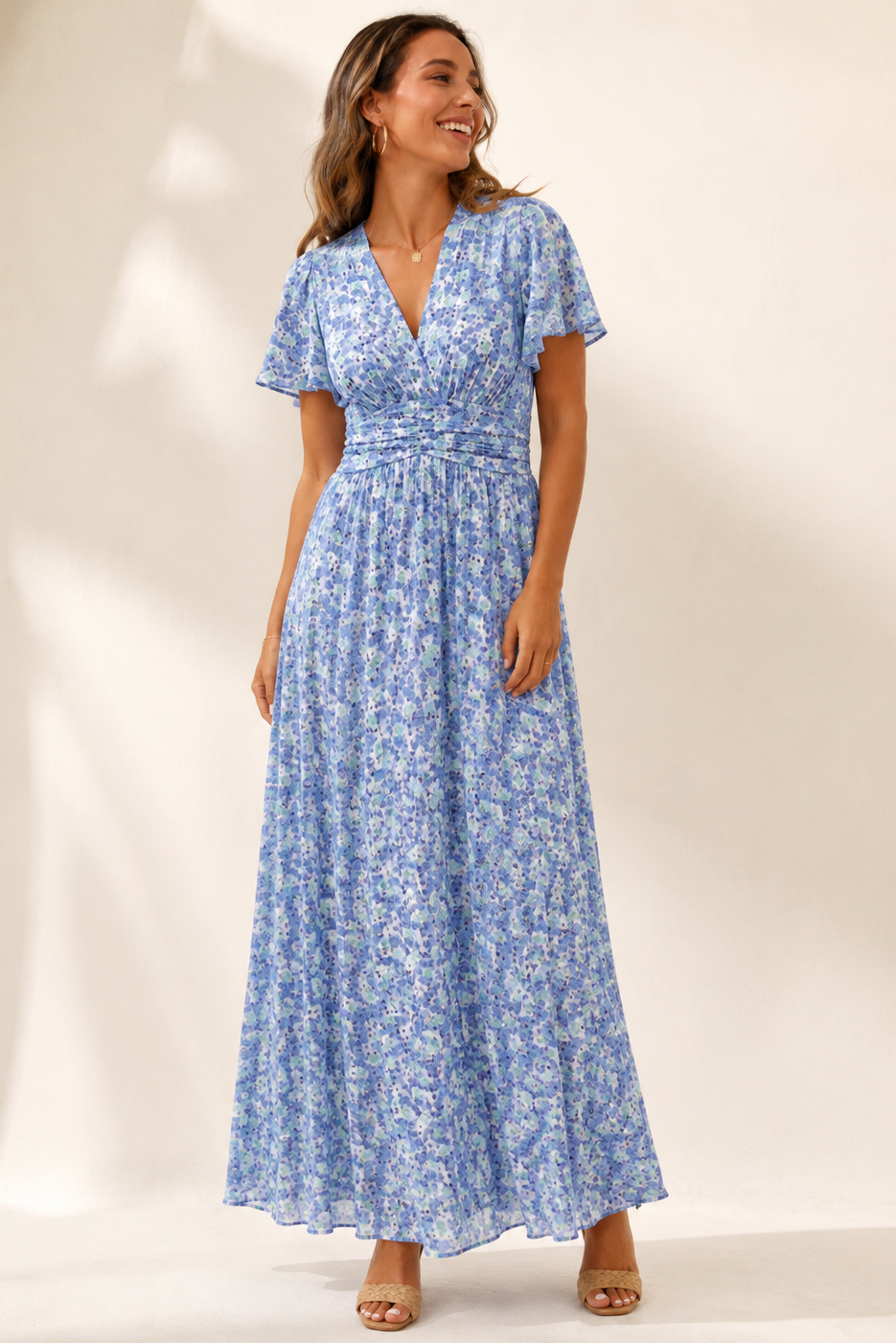 Floral maxi dress side view