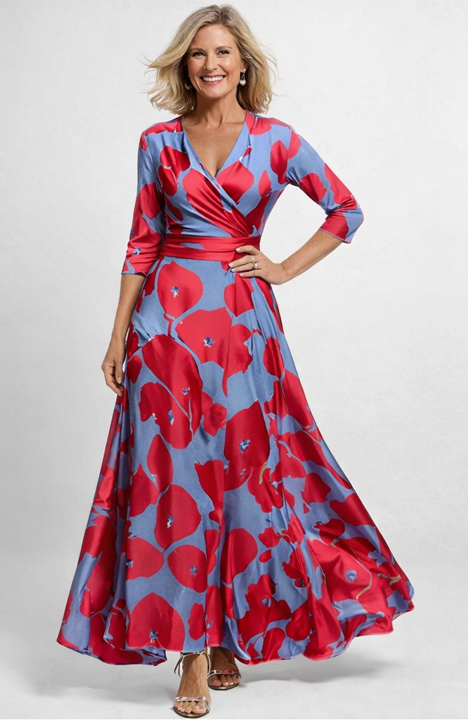 Floral maxi dress with wrap front view