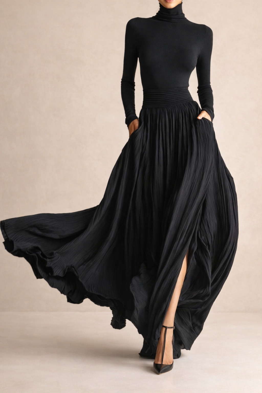 Maxi dress with loose flowing fit