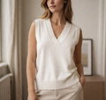 Black knit waistcoat with V-neck front view