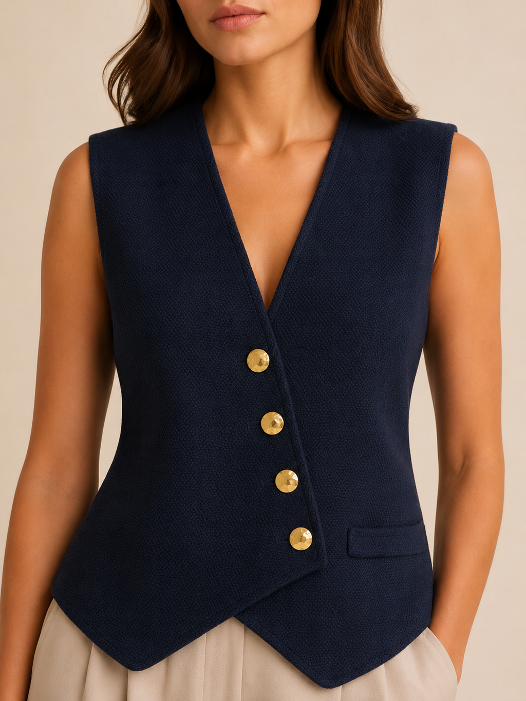Knitted asymmetric cardigan lifestyle shot