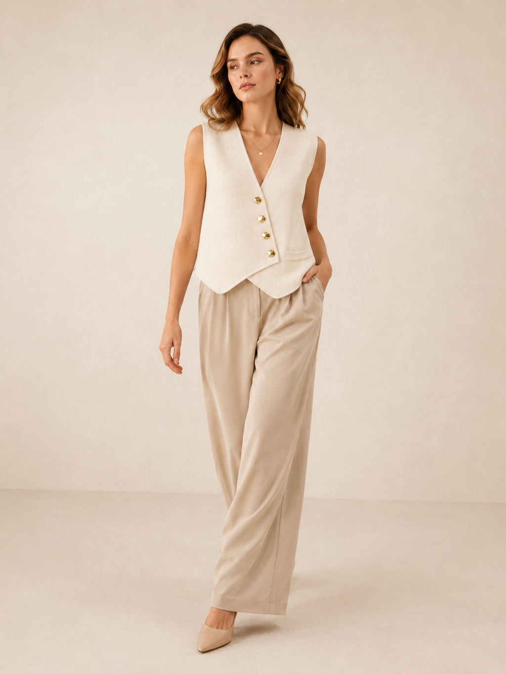 Knitted cardigan draped over shoulders
