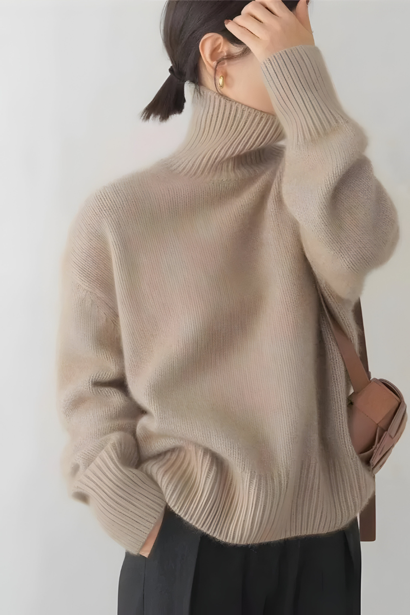 Knitted roll neck jumper side view