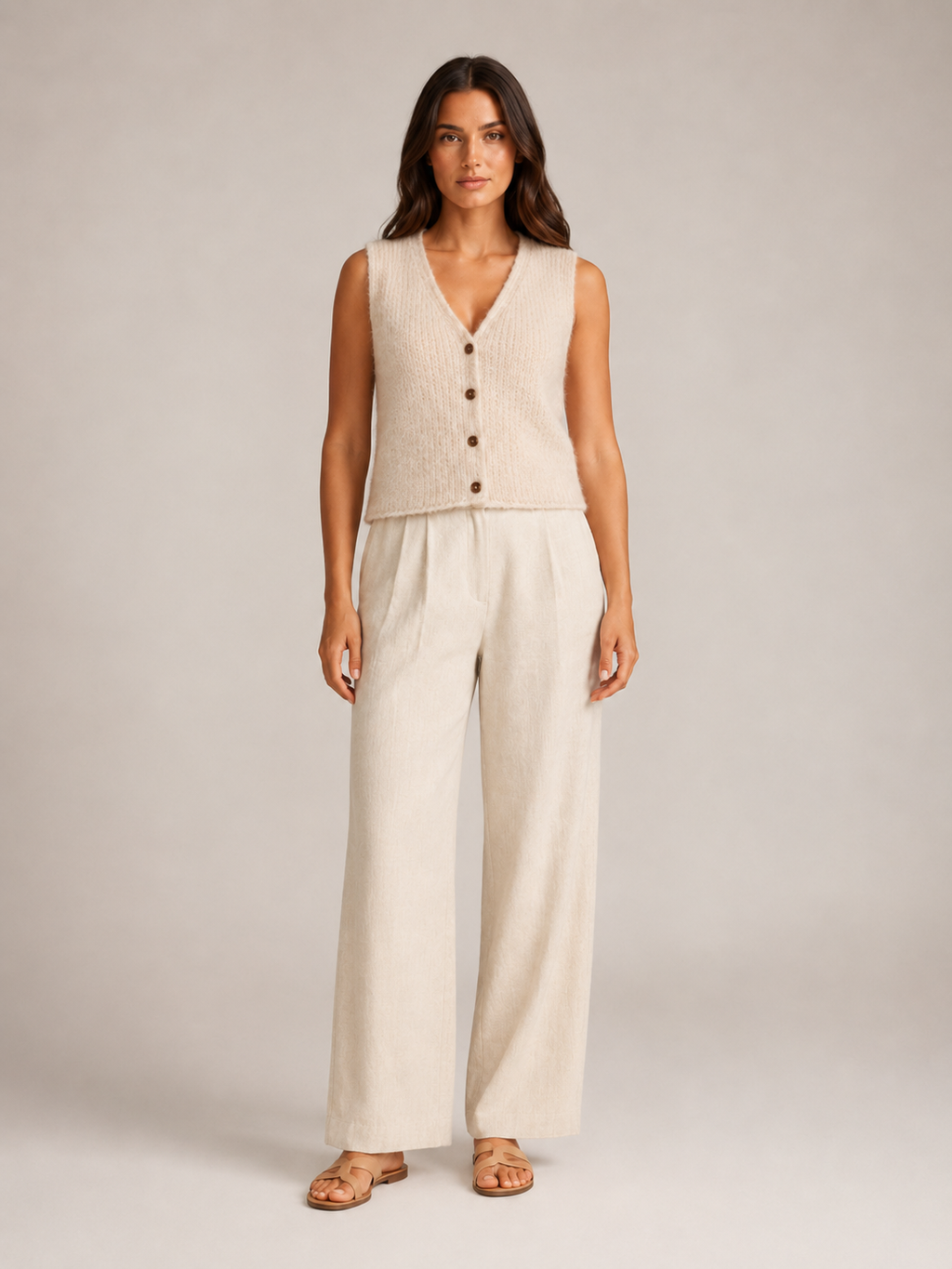 Knitted waistcoat with button fastening