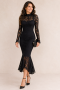 Black lace maxi dress front view