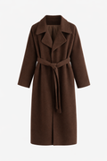 Long belted coat front view