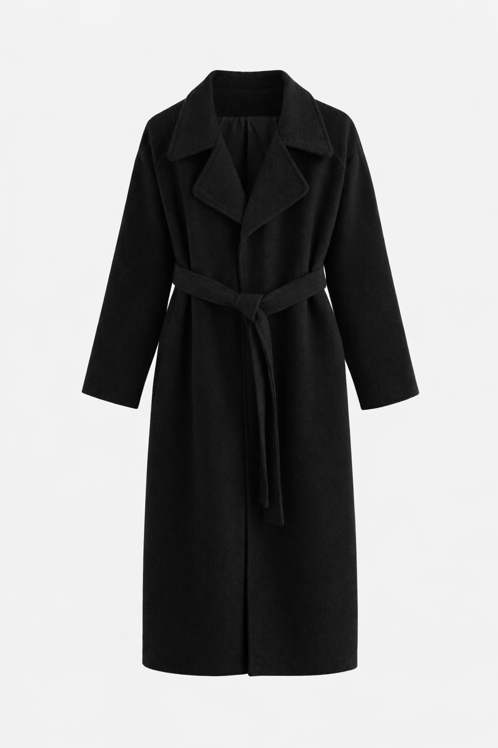 Belted coat fabric close-up