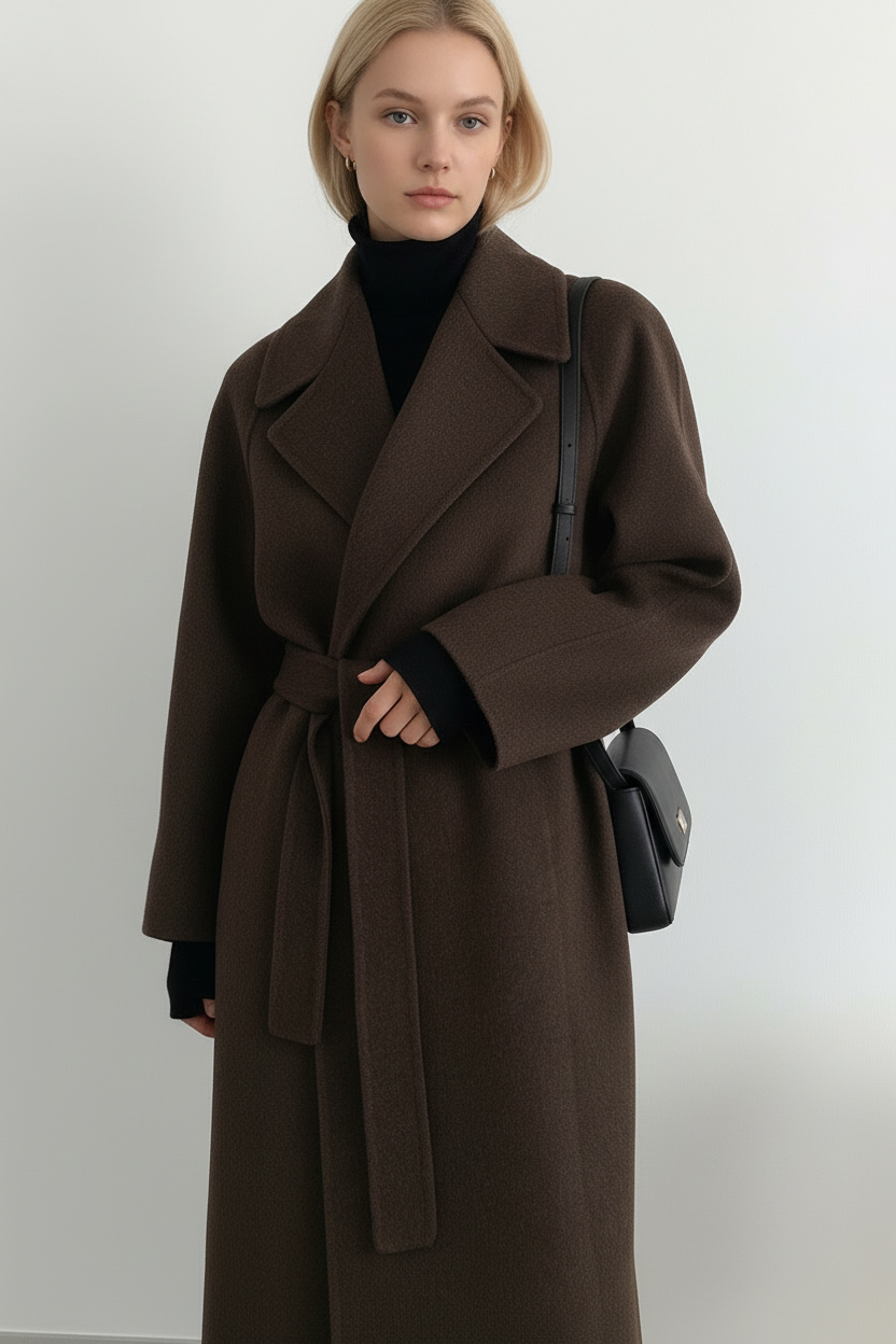 Long coat waist belt detail
