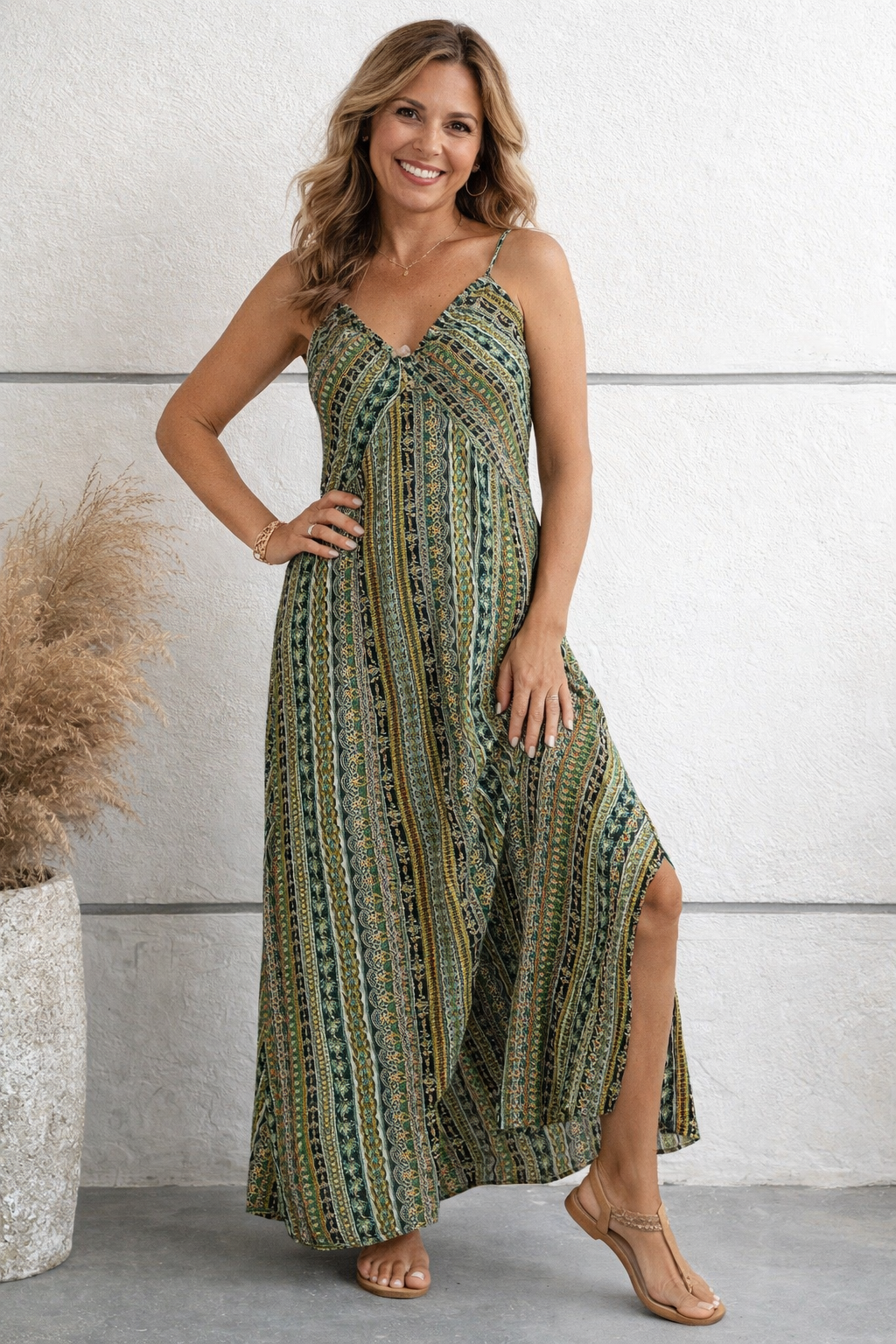 Maxi slip dress front view