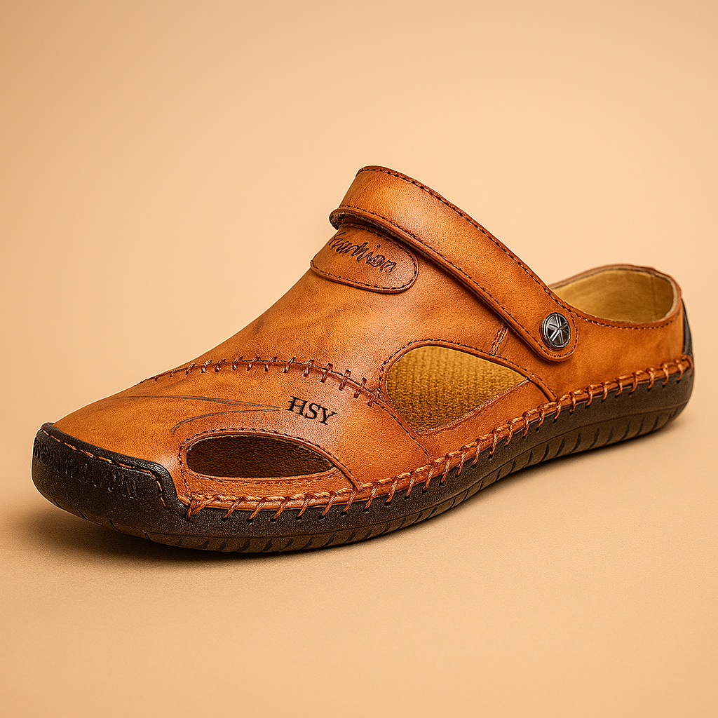 Men's sandal with open breathable structure