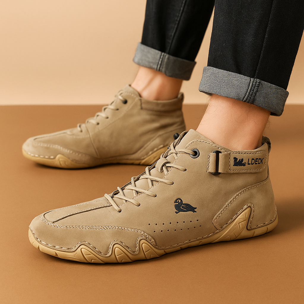 Men's elastic closure trainer detail