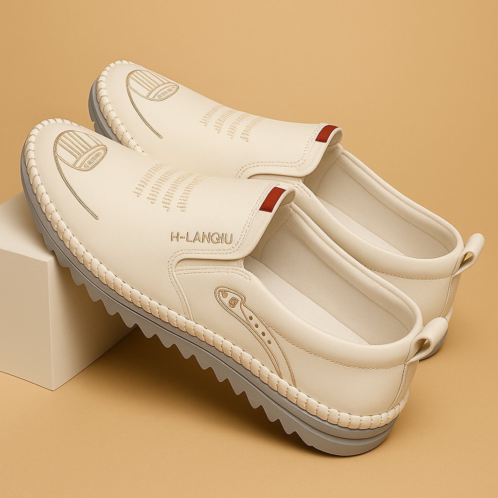 Men's slip-on shoe styled with trousers