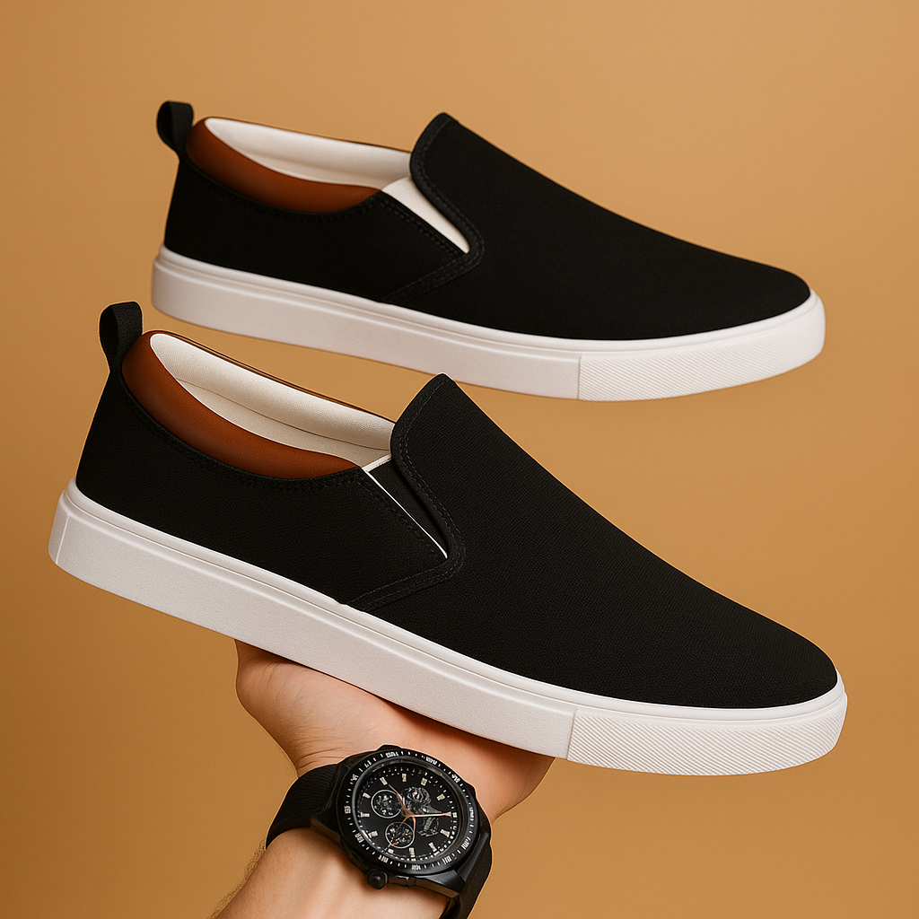 Close-up of breathable textile loafer upper