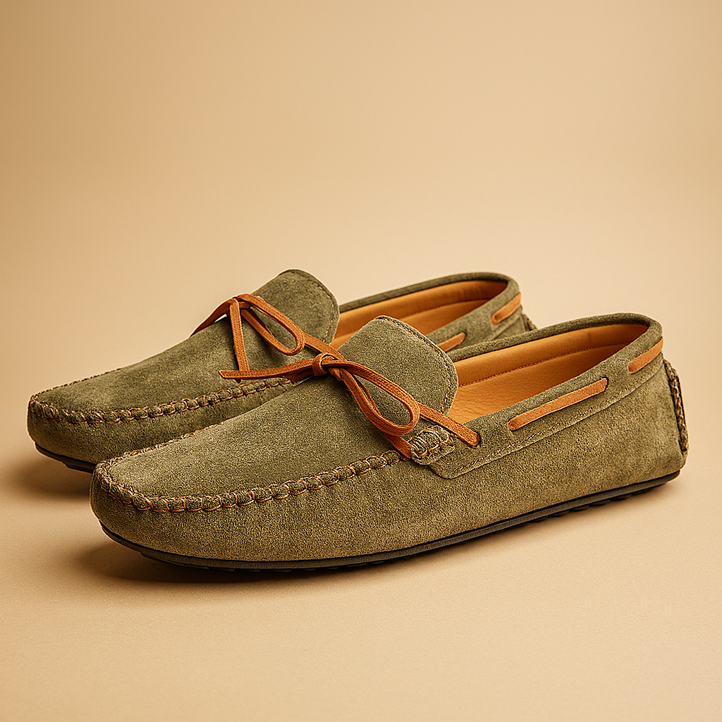 Pair of slip-on loafers styled with outfit