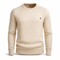 Cable knit jumper front view