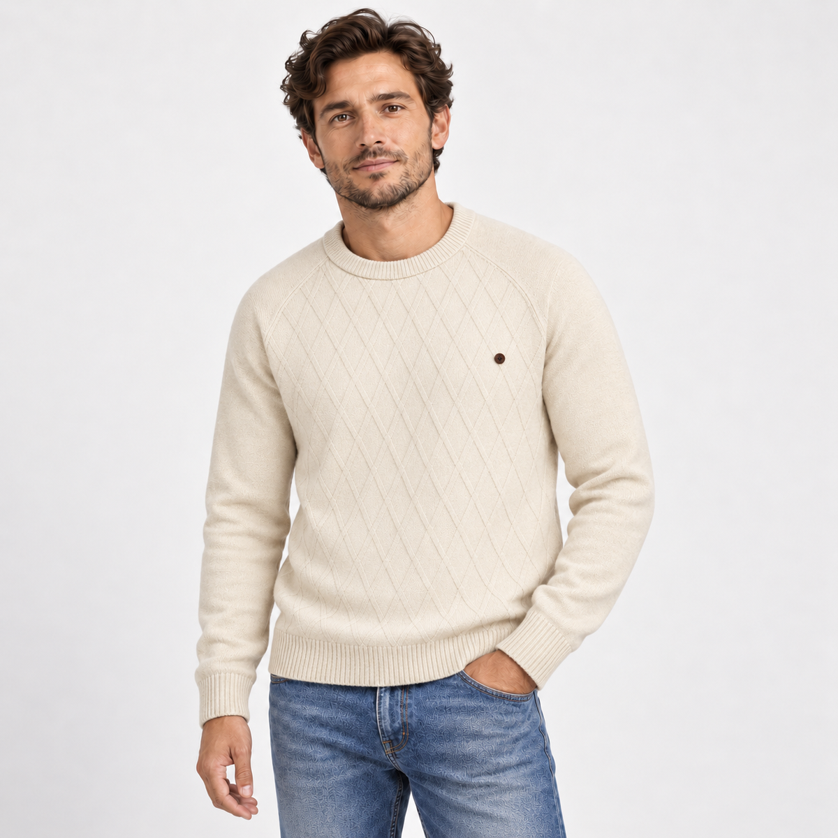 Close-up of cable knit texture