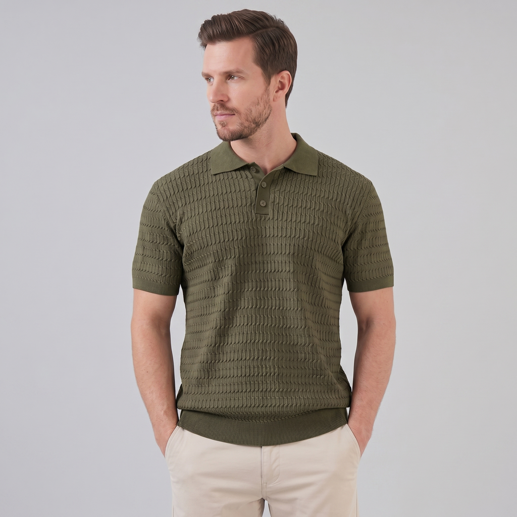 Folded polo shirt flat lay