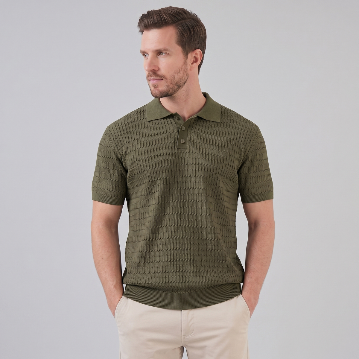 Folded polo shirt flat lay