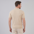 Close-up of knit collar and button placket