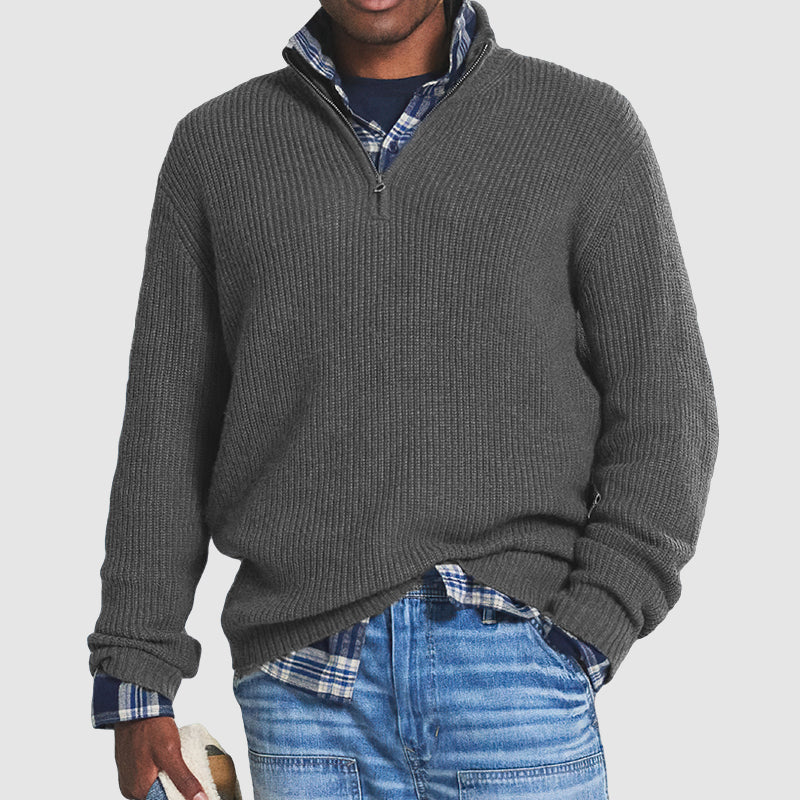 Men's half-zip knit sweater front view
