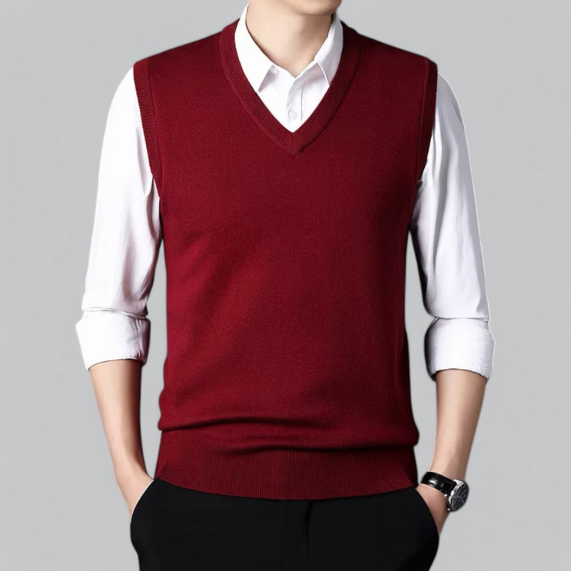Men's gilet styled with a jumper