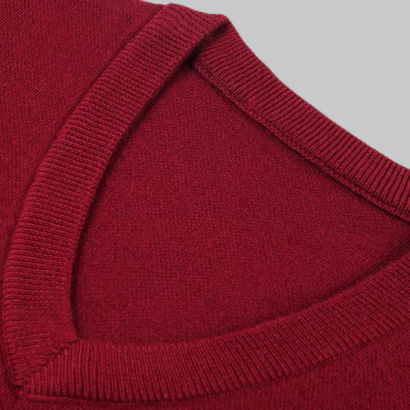 Men's knitted gilet full length view