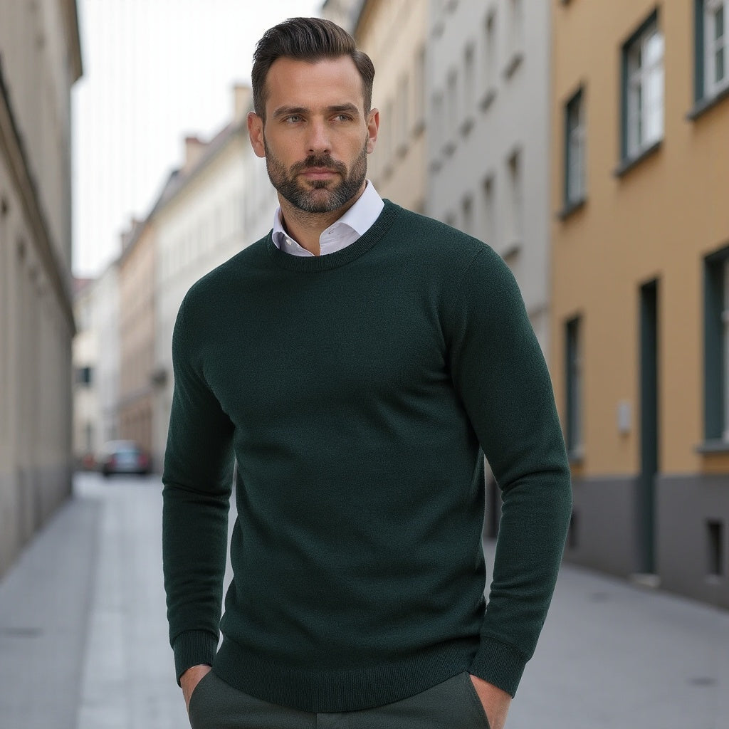 Men's jumper folded flat lay
