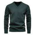 Men's V-neck knit jumper front view