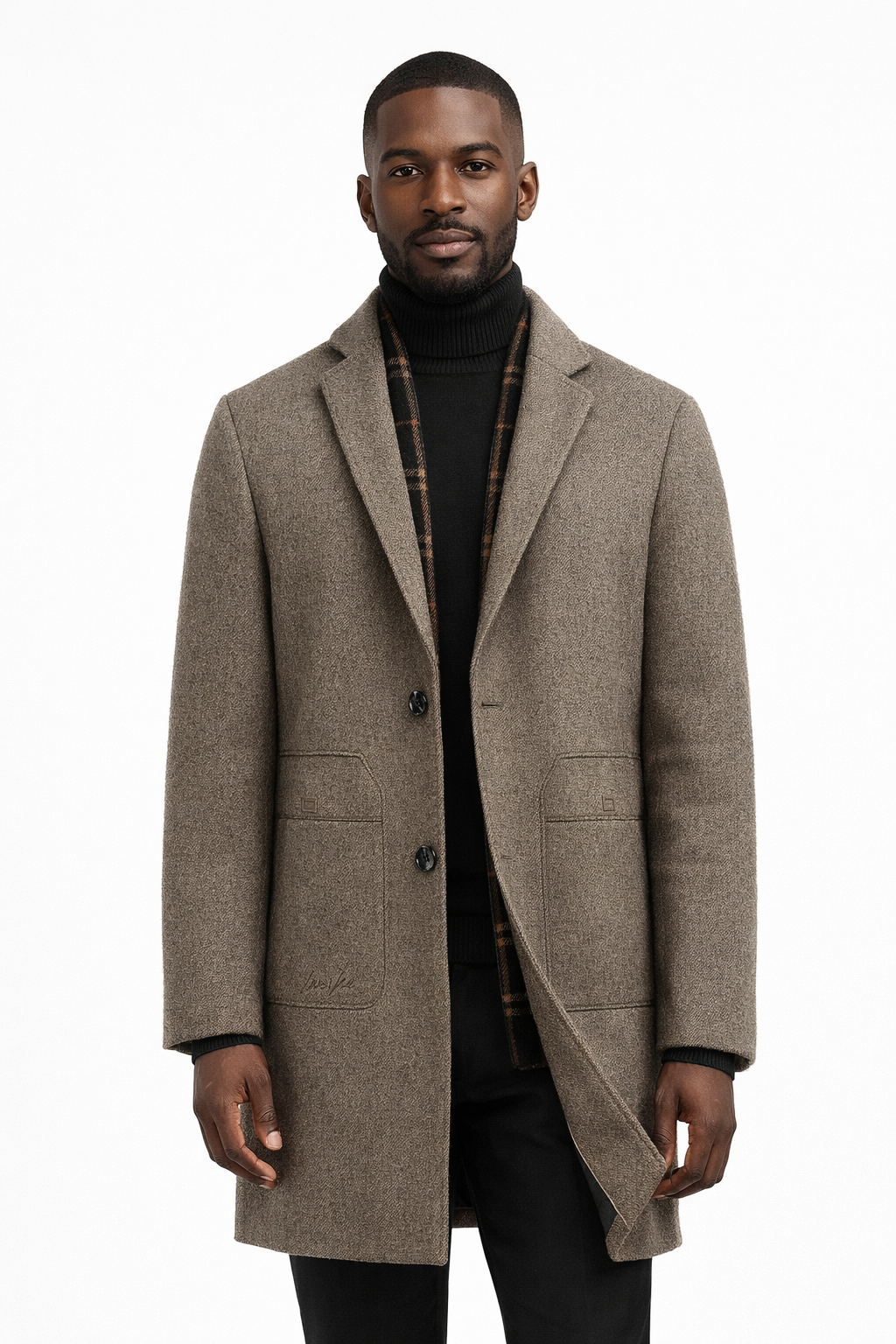 Wool blend overcoat styled outfit