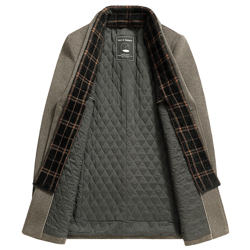 Wool blend overcoat full length view