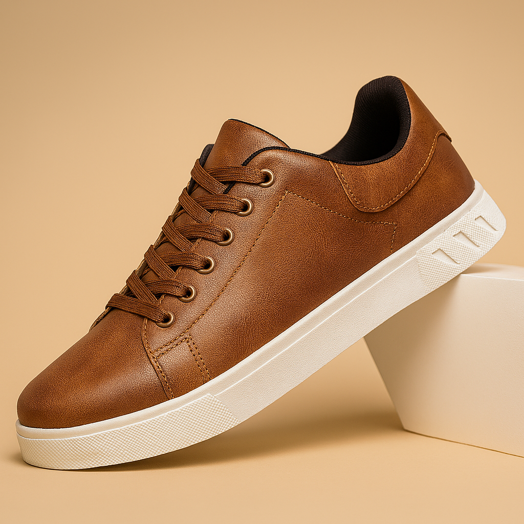 Dark brown men's lace-up shoe side view