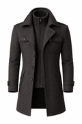 Men's grey wool blend overcoat front view