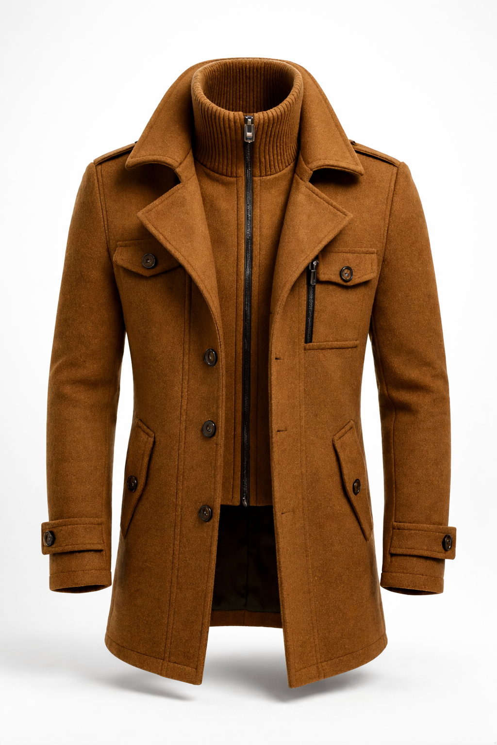 Men's wool blend overcoat side view
