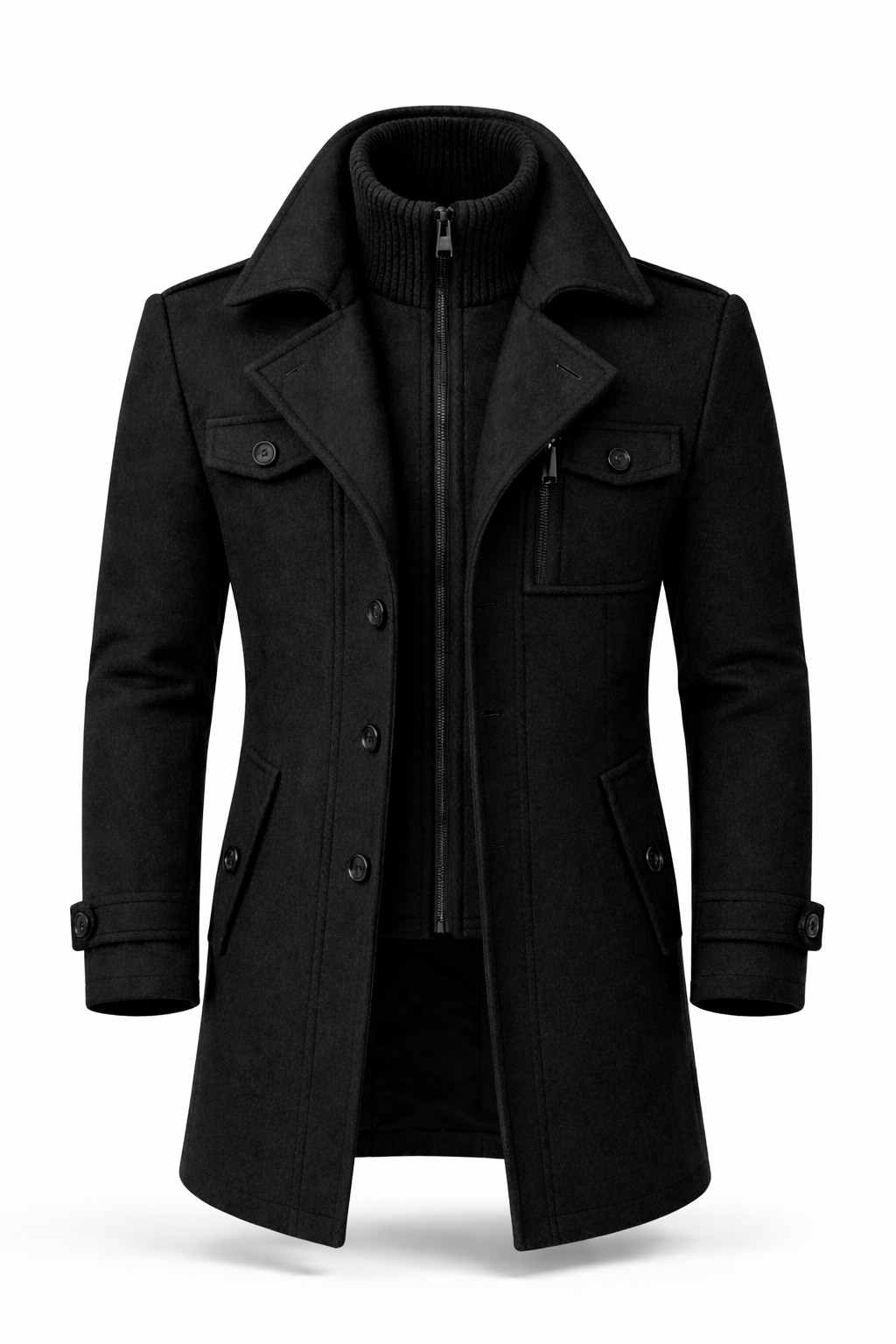 Men's overcoat lapel and collar detail