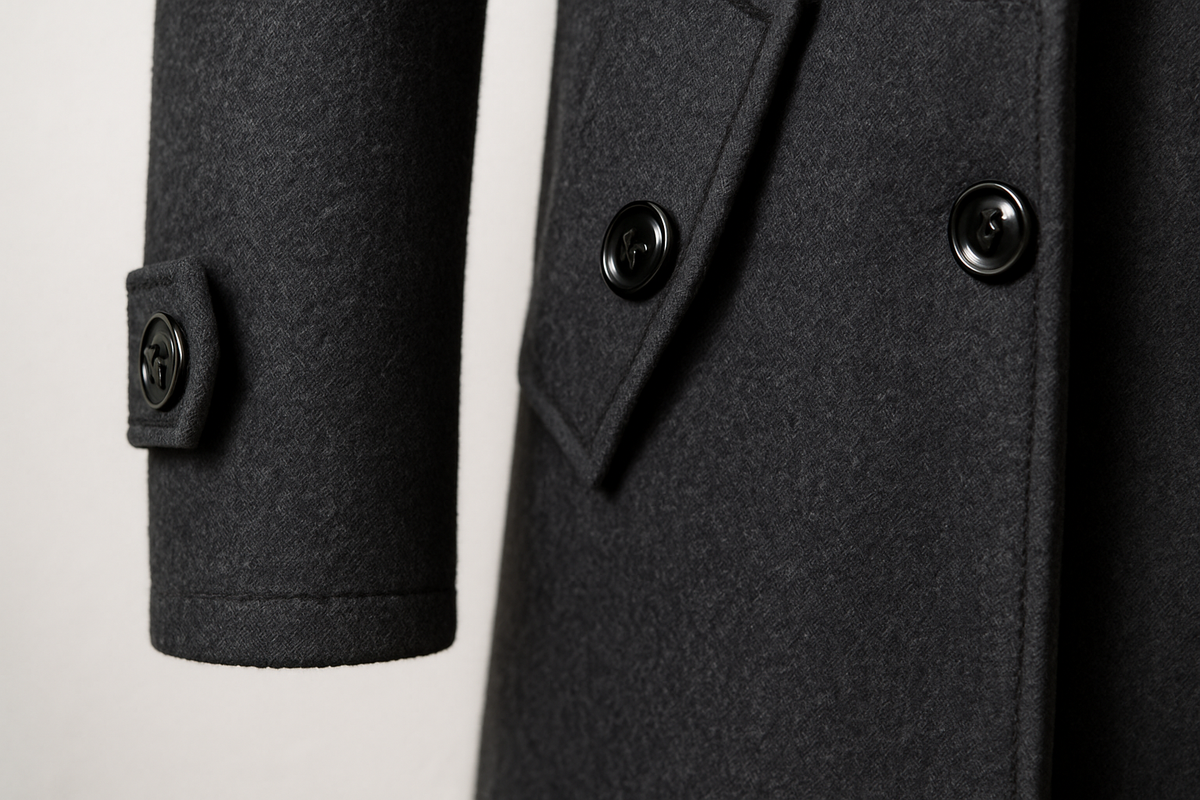 Men's wool overcoat back view